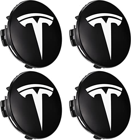 ANZHENGRQ 4 Pcs Hub Centre Cover wheel hub kit modification accessories,Wheel center lug nut cover, for Tesla Model 3/Y/X/S,Black-white