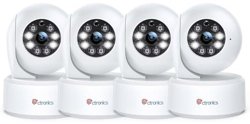 Ctronics 2,5K 4MP Überwachungskamera Innen, 2,4/5GHz WLAN Kamera Indoor mit Farb-Nachtsicht, PTZ 355°/ 120°, Bewegungserkennung & Personenerkennung & Auto Tracking, 2-Wege Audio,Bluetooth/Cloud, 4PCS