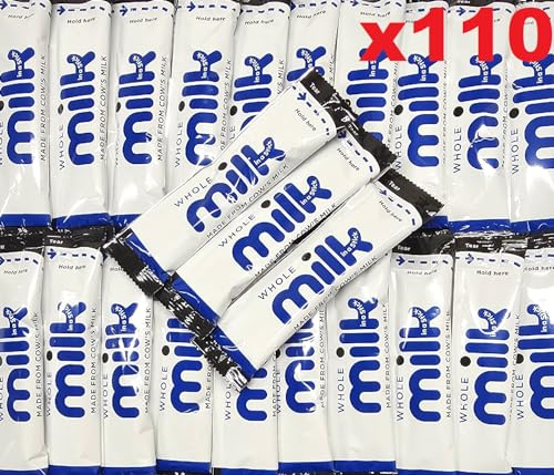 110x Whole UHT Milk 10ml Individually Wrapped Sticks Portions Sachets Lakeland