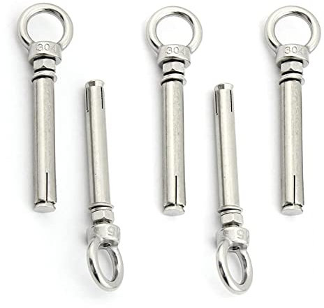 Ankerschrauben, Hebe-Ösenschraube, Expansionsschrauben M8*60 M6*70/80MM 304 Edelstahl-Expansionsschraube, Bolzen-Ösenschraube, Expansionsschraube for Zuhause, Outdoor, Bolzenschlaufe, Schaukelhaken(Si