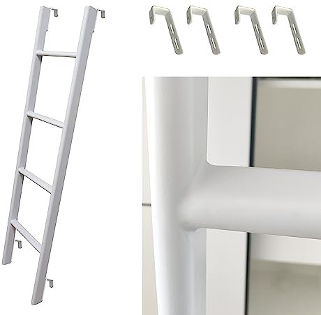 White Twin Bunk Bed Step Ladder with Hooks Fitting, Metal Bunk Bed Ladders for Home Loft Dorm, Bunk Replacement Ladder Hanging Climb Ladder (Size : 140cm(55))
