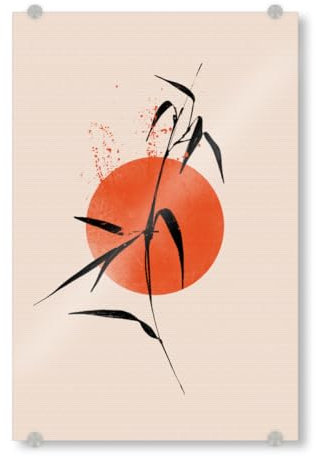 artboxONE Acrylglasbild 60x40 cm Natur Bambusblatt - Bild minimalistische japanische Kunst bambuskunst bohemien
