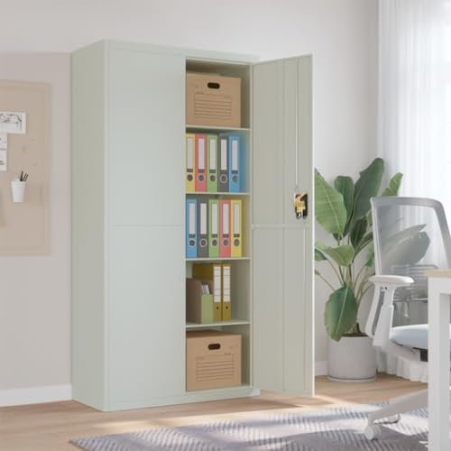 Willood Aktenschrank Hellgrau 90x40x180 cm Stahl Geeignet für Arbeitszimmer, Wohnzimmer, etc.