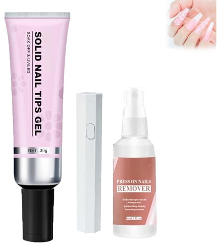 Lulou Magic Solid Nail Glue Kit 3-in-1 Nail Art Kits, Magic Solid Nail Glue Kit, Solid Nail Glue Gel, Stark Haftendes Solid Nail Tips Gel (1 Satz)