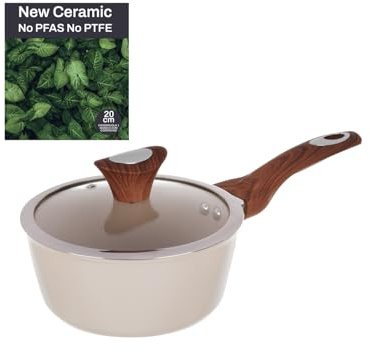 Casseruola con coperchio crema New Ceramic (20 cm un manico)