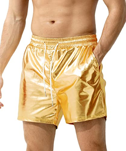 Casey Kevin Metallic Shorts Herren Glitzer Hose Herren Kurz Pailletten Silvester Outfit