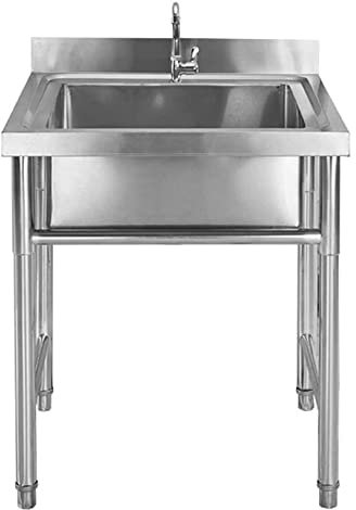 Fregadero de cocina Fregadero comercial de acero inoxidable Fregadero de cocina para catering Fregadero individual, Fregadero de preparación y protector contra salpicaduras alto, Fregadero de