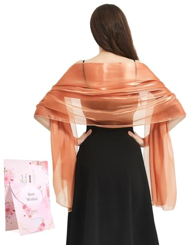Niwicee Stola Damen Festlich Schal Stola Für Abendkleid Funkelnde Metallische Tücher Abendparty Kleider Hochzeit Brautjungfer Frühling Sommer Brautkleider Pashmina Schals-Orange-Rosa