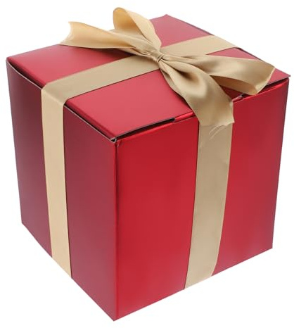 SOLUSTRE Würfelförmige Geschenkbox Matte Rot 20x20x20cm Stabile Papierverpackung für Weihnachtsdekoration und Schreibtischdeko