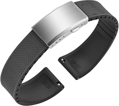 ULLCHRO Uhrenarmband 20mm 22mm Gummi FKM Schnellverschluss, Fluorkautschuk Armband für Herren mit Edelstahl Schnalle, Ersatzarmband für Uhren für Sportuhren und Taucheruhren