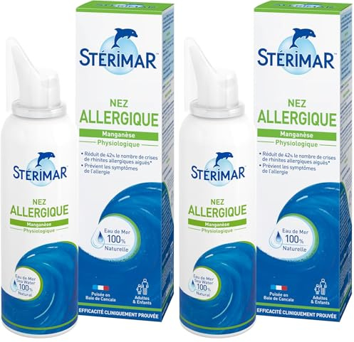 STÉRIMAR Nez Allergique - Spray Nasal pour Allergies, Prévention contre les Allergies, à l'Eau de Mer 100% Naturelle & Manganèse, Formule Physiologique, 100 ml (Lot de 2)
