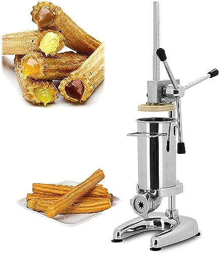 IUokLU Máquina Vertical Manual de Acero Inoxidable para Hacer donas 2 l/3 l para Uso Comercial y doméstico con 5 moldes para embutir Salchichas 3 l,2 litros