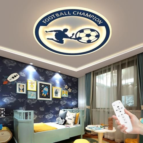 WJLL LED Deckenleuchte Kinderzimmerlampe Dimmbare Fußball Decke Licht mit Fernbedienung 58W 50cm Deckenlampe für Kinder Schlafzimmerlampe Jungen Mädchen Zimmer Kindergarten Beleuchtung Lampe