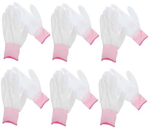 PRETYZOOM 12pcs Pu Coated Palm Gloves Nylon Mechanic Gloves for Electricians for Computer Electronics Use