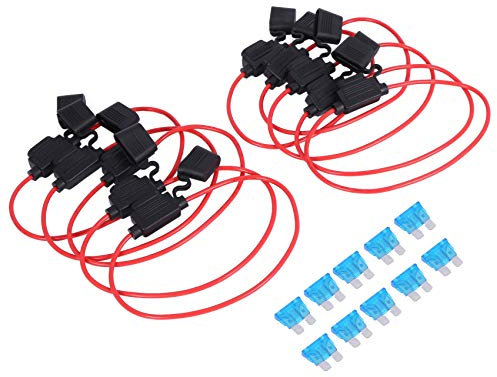 Shovelmty Portafusibile in ATC/ATO Fuse per Auto da 10 PZ Fuse Tap Adapter 16 Gauge 20AMP Blade Portafusibile Automobilistico Filo Impermeabile con 10 PZ 15 Fusibili AMP Standard
