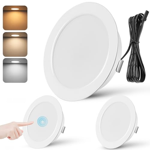 URing 3er Set LED Einbaustrahler 12V Dimmbar 3W Deckenspots 55-58mm Spots 12V 3000K Warmweiß 4000K Neutralweiß 6000K Kaltweiß Einbauspots Einbaustrahler LED 15mm Flach, Weiß