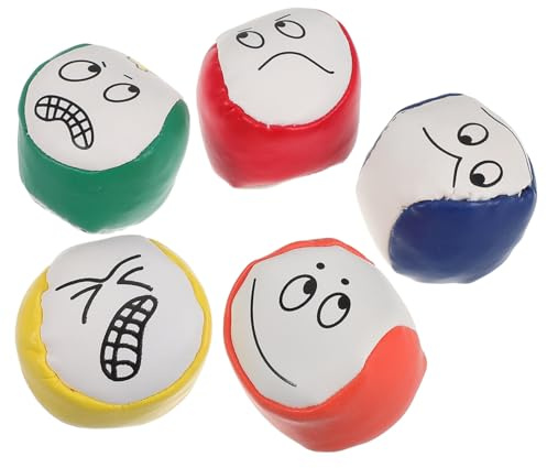 VINTORKY 5 Stück Teiliges Set Wurfspiel Sandbeutel Leichte Jonglierbälle für Outdoor Spiele mit Cartoon Gesichtern für Jungen Mädchen und Erwachsene