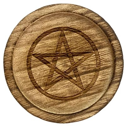 Bac à Bougie en Bois Vintage - Assiette de Porte-Bijoux Pentagram pour la Maison et Le décor de Mariage | Plat d'affichage en Bois Rustique pour Bougies, Anneaux, Cristaux, Configuration de l' wi