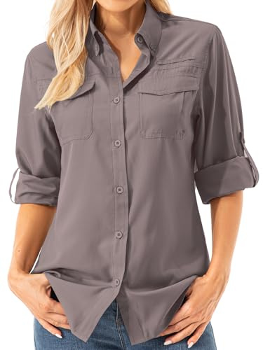 Asfixiado T-shirt à manches longues pour femme, protection solaire UPF 50, séchage rapide, idéal pour la pêche, la randonnée, les voyages