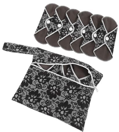Healvian Toallas Sanitarias Reutilizables S6 Bolsa, Fibras De Carbono y Bambú, Absorbentes, Transpirables, Para Embarazo y Menstruación, Cuidado Íntimo Femenino, Protección Diaria Ecológica