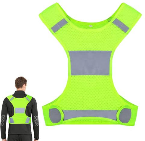 BSBUY Chaleco de Seguridad Reflectante, Chaleco de Seguridad de Alta Visibilidad, Chaleco de Seguridad Amarillo que Refleja para Correr Montar en Bicicleta Caminar y Andar en Moto
