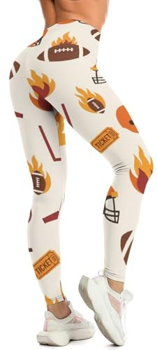 Huryilo American Football Helmet Yoga Pants Womens Leggings Yoga Leggings for Women XL