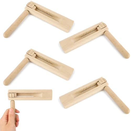 Fukaisu 4Pcs Crécelle Bois Bruiteur, Traditionnelle Matraca Mexicaine Instrument À Rattle Tournante Bruiteurs Bois À Main pour Remise Diplômes Matchs Football Festivals Événements Sportifs & Fêtes