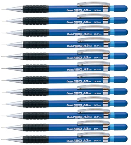 Pentel 120 A3 A317 Druckbleistift, 0.7 mm, Härtegrad HB, blau (12 Stück)