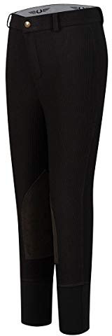 TuffRider Kid's Ribb Knee Patch Breeches, Black, 14