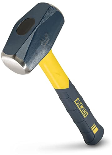 ESTWING Sure Strike Drilling/Crack Hammer - 3-Pound USA Made Sledge with Fiberglass Handle & No-Slip Cushion Grip - MRF3LB