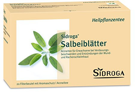 Sidroga Salbeiblätter – Salbeitee - pflanzliches Arzneimittel - bei Magen-Darm-Beschwerden & Reizungen im Mund-Rachen-Bereich - 20 Teebeutel à 1,5 g