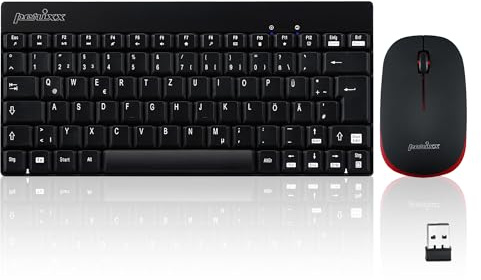 Perixx PERIDUO-712 - Mini Teclado y ratón inalámbrico, tamaño Mini, con Nano Receptor, 2,4 GHz, Color Negro, Ligero y pequeño