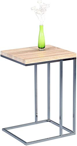 M2 Kollektion Beistelltisch Rene, Gestell Metall verchromt, Deckplatte Dekor Sonoma Eiche, 28mm