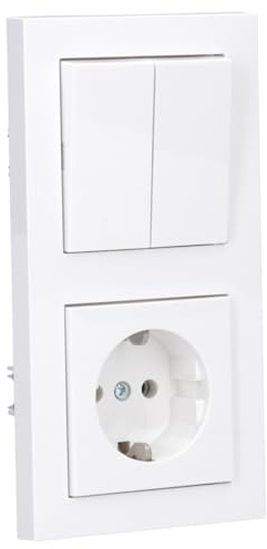 GIRA Serie E2 Komplett-Sets - reinweiß glänzend (1x Steckdose, 1x Serienschalter, 1x 2f Rahmen, 1x Wippe-Serie)