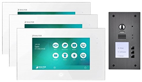 Gegensprechanlage mit Kamera 170° 2-Draht Bus BALTER 7 Display mit Zoom Funktion für 3-Familienhaus