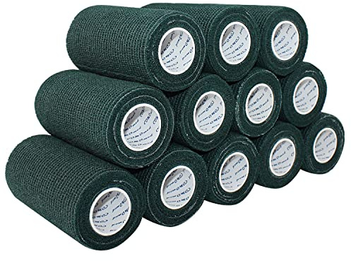 COMOmed - Nastro microporoso, garza elastica, benda autoadesiva medica, fascia contenitiva, garza per veterinari, in gomma naturale, per cavalli, 10 cm x 4,5 m