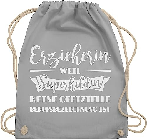 Shirtracer Turnbeutel Rucksack - Taschen - Erzieherin Superheldin Geschenk - Unisize - Hellgrau - erzieherinnen geschenke ich bin kindergärtnerin erzierhin beutel kinderpflegerin tasche betreuerin
