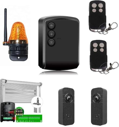 KIT BASE PER AUTOMATIZZARE UN MOTORE SERRANDA AVVOLGIBILE AUTOMAZIONE GARAGE CON N°1 Centralina universale con tasti manuali + 2 RADIOCOMANDI + LAMPEGGIANTE A LED + COPPIA DI FOTOCELLULE