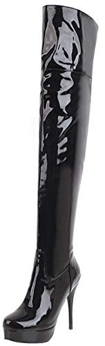 MISSUIT Damen Mistiefel Klassischer Stiefel Overknee Stiefel Schwarz 47 EU