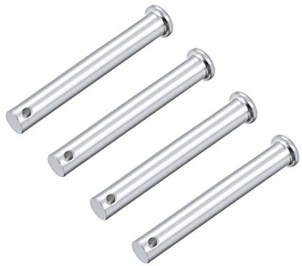 sourcing map 4 Stück Steckbolzen Einloch Gabelkopfstifte Gabelbolzen Flachkopf, 10mm X 75mm Splintstift Verzinkung Massiver Stahl Lochbolzen