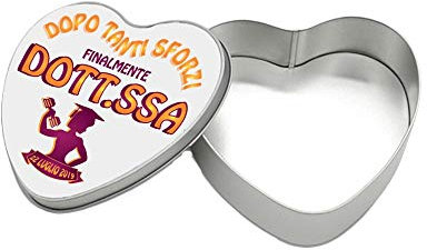 gadgeteventi Scatola Laurea in Metallo Personalizzata Dopo Molti sforzi Mi Sono Laureato/a Scatoline Porta Gioie Regalo per Feste di Laurea (Cuore, Laureata)
