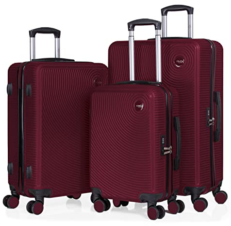 CABIN GO 5513 - Set di 3 valigie - bagaglio a mano da 55 cm, valigia media da 65 cm, valigia grande da 76 cm, in ABS rigido