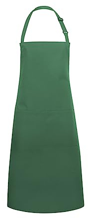 Karlowsky BLS 5 PURE Latzschürze BASIC mit Schnalle und Tasche, 65% Polyester/35% Baumwolle, Waldgrün, Einheitsgröße