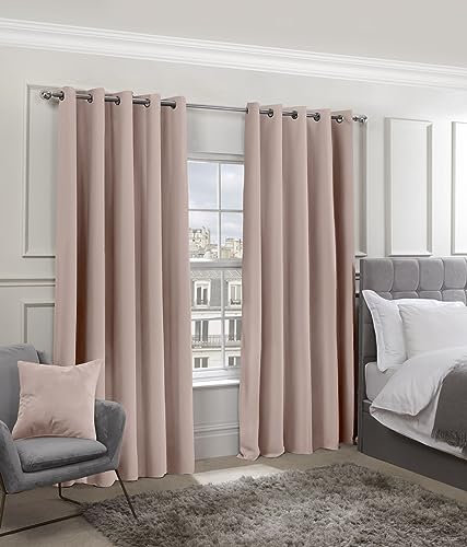 Emma Barclay – Blackout Curtains for Bedroom Living Room Thermal Insulated Woven Eyelet Blackout Curtains Cali Collection (46” x 54” Inch)(Blush Pink)