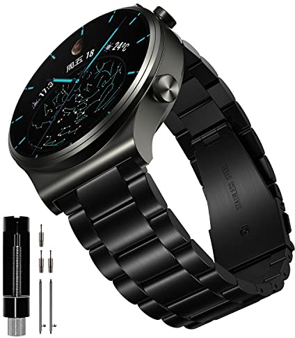 YABZOZ Rem Kompatibel med Huawei Watch GT2 Pro, Metallrem i Rostfritt Stål för Huawei Watch GT2 46mm/Huawei Watch GT3 46mm/Huawei Watch 3/3 Pro Rem