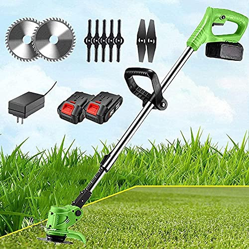 ATAAY Cortacéspedes eléctricos Cortacésped inalámbrico para jardín con batería de 24 V y Cargador rápido y Cuchillas de Repuesto 600 W 6000 RPM Telescópico Ligero-b_Rojo cortacésped inalámbrico