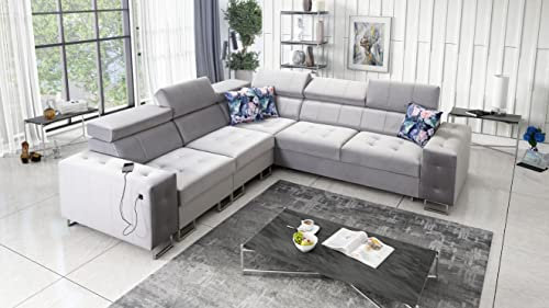 All4All Ecksofa Hugo III 286x288cm - Schlaffunktion - Bettkasten - L-Form - Couch - Eckcouch - Schlafsofa - Sofaeck - Bett - Wohnlandschaft - Stoff auf Kundenwunsch Seite Links 26