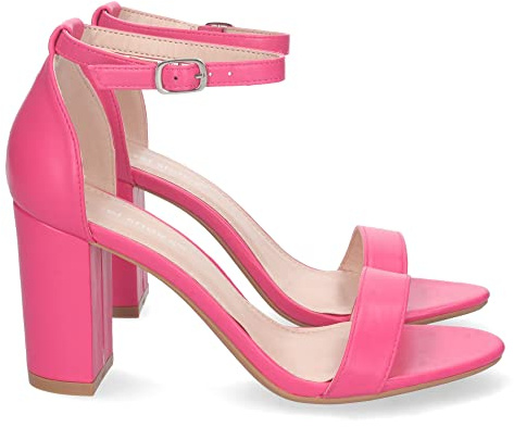 shoes&blues.es Sandalia de Tacon Alto para Mujer, Comoda, con Pala Fina Simple, Estilo Ankle Strap, y Cierre de Hebilla