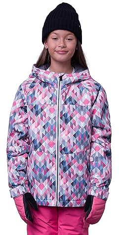 686 Girl's Athena Jacket - Insulated Coat with 2-Layer Fabric Design, Modern Fit and Taped Seams - Water & Weather Resistant - Guava Kaleidoscope, Large