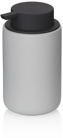 kela Seifenspender 300 ml SANA, Seifenspender grau Keramik, rutschfeste Oberfläche, Pumpflasche, Spülmittelspender, matt